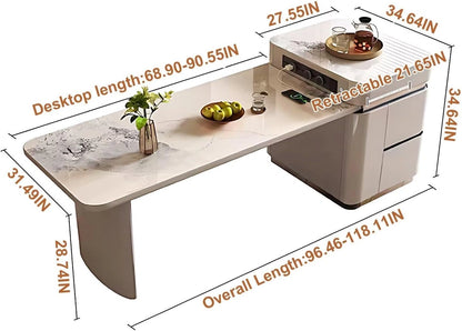 65” - 96” Grey Luxury Kitchen Island Includes Unique Texture Design & Storage Space (No Chair)