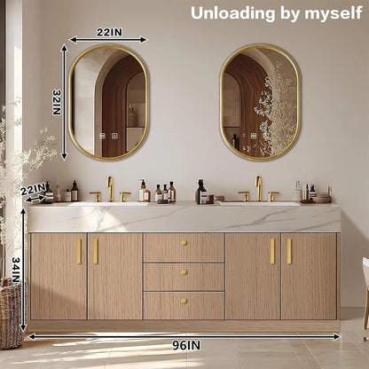 60” – 96” Modern Freestanding Bathroom Vanity Includes Wood Texture Cabinet