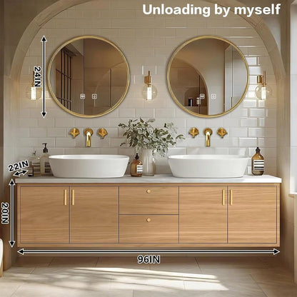 60” – 96” Simple Practical Bathroom Vanity Includes Log Style Surface