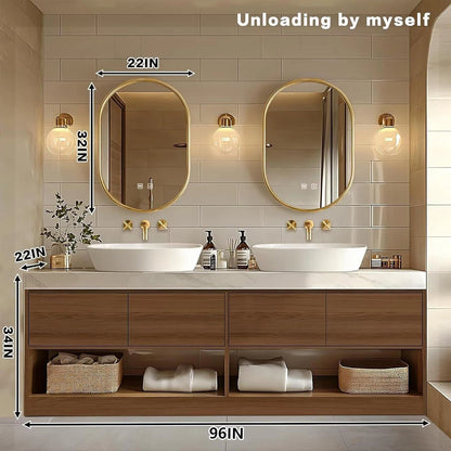 72” - 96” Symmetric Bathroom Vanities with Open Storage Cabinet