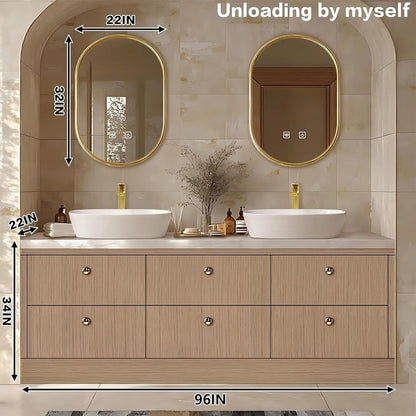 60” - 96” Floor Standing Bathroom Vanity Includes Large Countertop Rock Slabs
