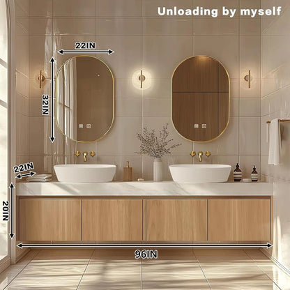 68” - 96” American Country Bathroom Vanity with Vertical Wood Grain Design