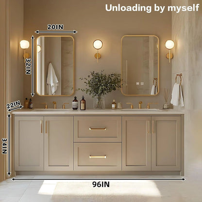 68” - 96” Light Luxury Bathroom Vanity Includes Rectangle Mirror