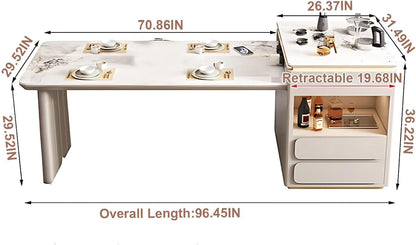 81” - 96” Light Luxury Kitchen Island Includes Invisible Light Strip Design (No Chair)