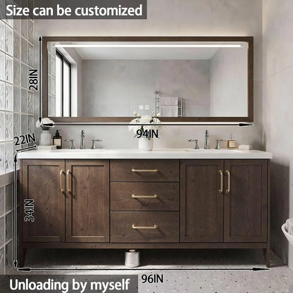 64” - 96” Bathroom Vanity with Floor Mount Wood Texture Cabinet