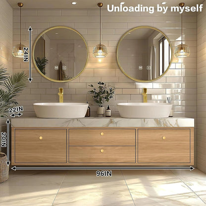60” - 96” Simple Exquisite Bathroom Vanity Includes Large Capacity Storage Cabinet