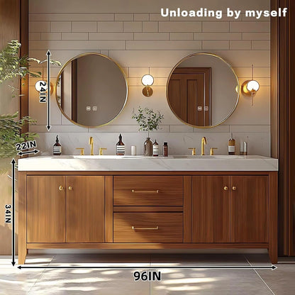 72” - 96” Simple Exquisite Bathroom Vanity Includes Wood Grain Cabinet