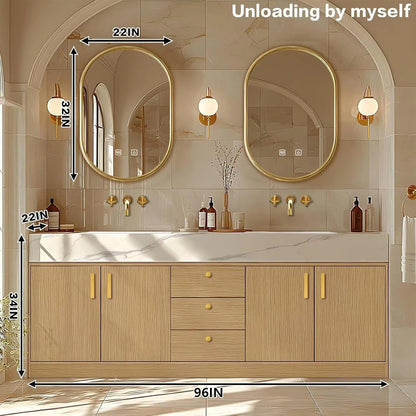 64” - 96” Freestanding Bathroom Vanity Includes Enclosed Space Storage Cabinets