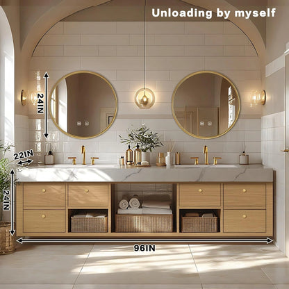 68” - 96” Practical Floating Bathroom Vanity Includes Exquisite Handle