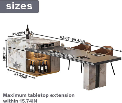 87” - 98” Exquisite Kitchen Island Includes Corner Open Storage Compartment (No Chair)