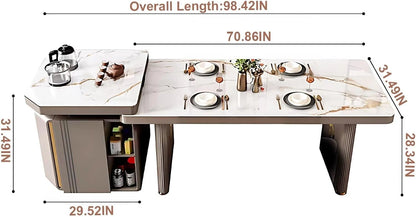 91” - 98” Luxury Flexible Kitchen Island Includes Unique Texture Design & Bottom Pulley (No Chair)