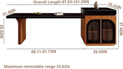 74” - 98” Unique Practical Kitchen Island Includes Black-Brown Color Matching (No Chair)