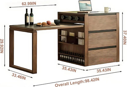 83” - 107” Exquisite Unique Kitchen Island Includes Stripe Texture Design (No Chair)