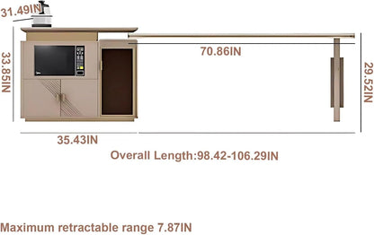91” - 98” Beige Exquisite Kitchen Island Includes Unique Texture Design (No Chair)