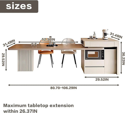 106” Simple Cozy Kitchen Island Includes Striped Design Table Legs (No Chair)