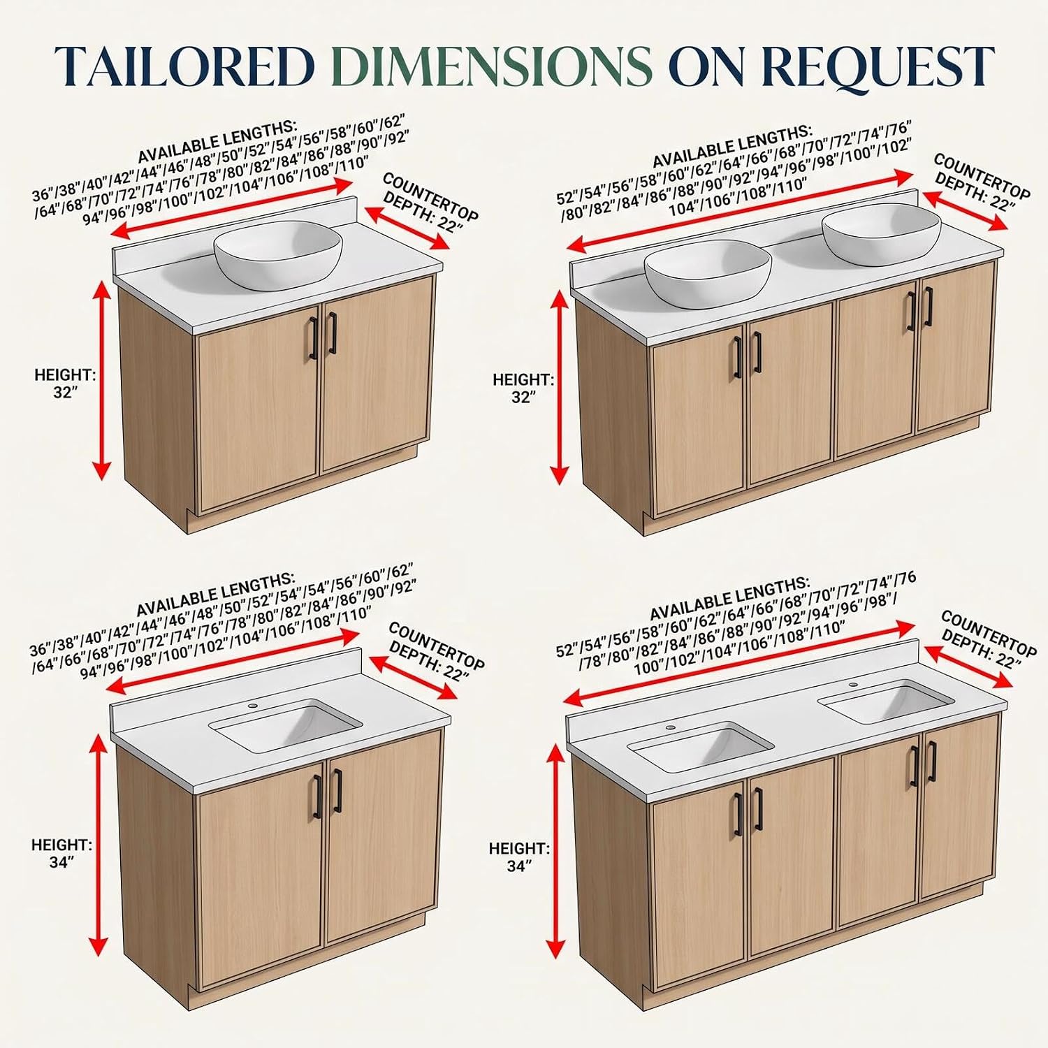 52''-110'' Floating Bathroom Vanity with Double Sinks Includes Sintered Stone Top