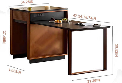 67” Elegant Cozy Kitchen Island Includes Stripe Cabinet & Embedded Socket (No Chair)