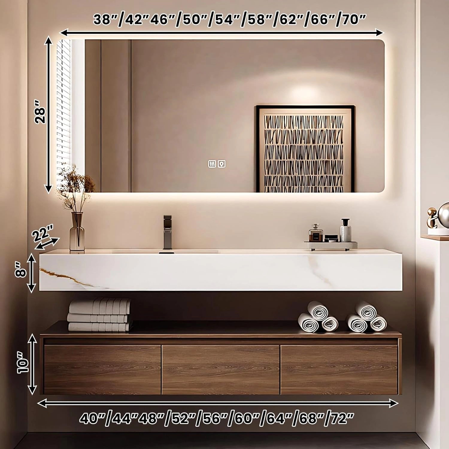 40” – 72” Medieval Bathroom Vanity Includes Split Design & Solid Wood Cabinet