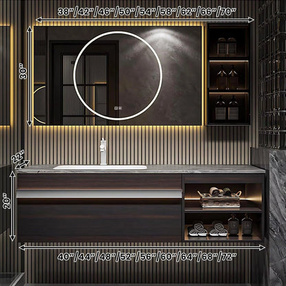 40” – 72” Light Luxury Bathroom Vanity with Sensor Light and Glass Door Side Cabinet