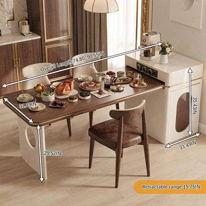 75” Brown Simple Kitchen Island Equipped Socket Setup & Built-in Storage Space