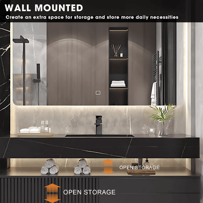 32"- 72" Wall Mount Black Bathroom Vanity Set with Mirror and Single Basin
