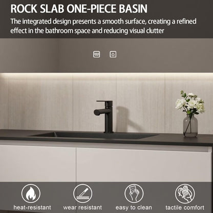 32"-64"Modern Wall-Mounted Bathroom Vanity with Integrated Sink & Large LED Smart Mirror