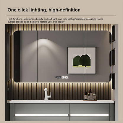 36"- 56" Grey Bathroom Vanity Set with LED Mirror Cabinet & Single Sink & Sensor Light