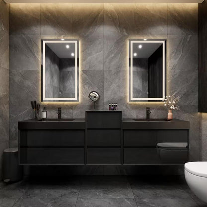 52"- 78"  Floating Vanity Double Sink Open Storage and LED Smart Mirror