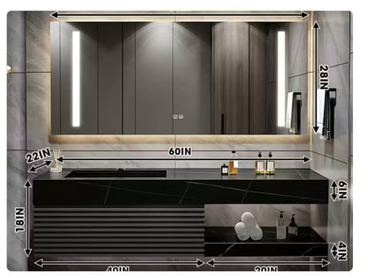 40"- 72" Floating Bathroom Vanity Set with Illuminated Mirror and Sink