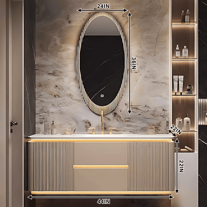 36"- 52" Bathroom Vanity with Single Sink & Lntelligent Defogging Mirror