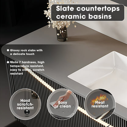 36"- 60" Floating Bath Cabinet Set with Single Sink and Defogged Mirror