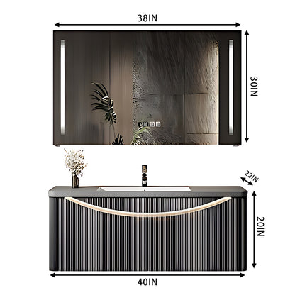 36"- 60" Floating Bath Cabinet Set with Single Sink and Defogged Mirror