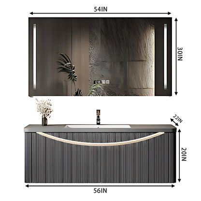 36"- 60" Floating Bath Cabinet Set with Single Sink and Defogged Mirror