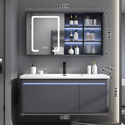 40"- 78" Bathroom Vanity with Double Basin and Defogging Mirror