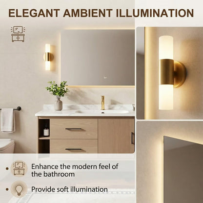36”-58”Modern Wall Mounted Bathroom Vanity with Soft-Close Drawers & LED Lighted Mirror