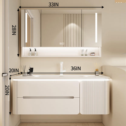 36"- 48" Single Sink Solid Wood Floating Bath Vanity Set with LED Mirror and Smart Sensor Light