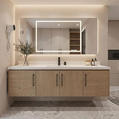 36"-64"Single Sink Bathroom Vanity Floating Wall  with Extensive Mirror Cabinet Storage