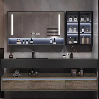 32"- 80" Floating Bathroom Vanity Cabinet with Single Sink and Smart LED Mirror Cabinet