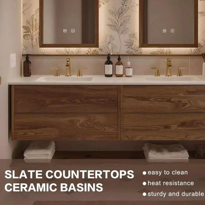 60” - 84” American Vintage Bathroom Vanity with Irregular Smart Defogging Mirror