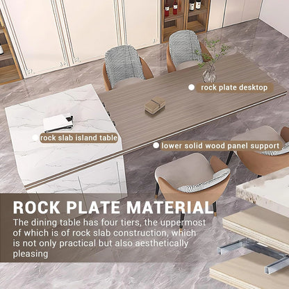 94” - 102” Kitchen Island Includes Desktop Floating Design & Ambient Light (No Chair)