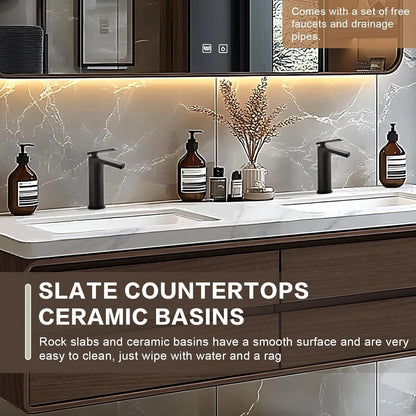 60” - 78” Simple Bathroom Vanity Includes Symmetrical Drawer & Textured Tabletop