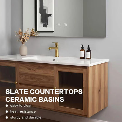 44” - 60” Wood Grain Bathroom Vanity with Large Storage Space