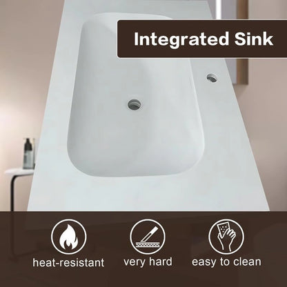 36” - 72” Brown Bathroom Vanity Includes Fluted Glass Door Storage Panel