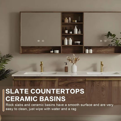 60” - 84” Practical Simple Bathroom Vanity with Open Shelving & Exquisite Handle