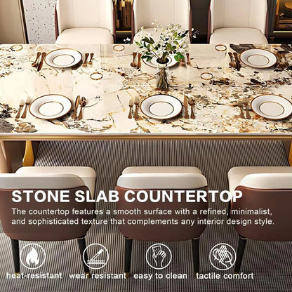 55” - 71” Italian Luxury Dining Table with Gold Plated Stainless Steel Base (No Chair)