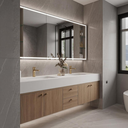 60''-110'' Floating Double Sink Bathroom Vanity with Modern Minimalist Design