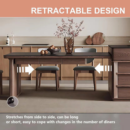 85” Modern Luxury Kitchen Island with Extendable Table and Embedded Socket (No Chair)