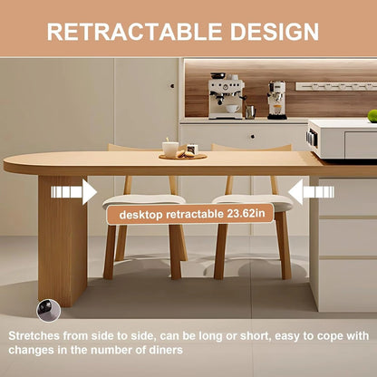 74” - 82” Log Simple Kitchen Island with Pull-Out Cabinets Includes Movable Guide Socket (No Chair)
