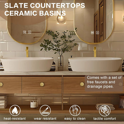 68” - 92” Retro Exquisite Bathroom Vanity Includes Above Counter Sink