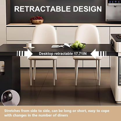 67” - 75” Modern Simple Kitchen Island Includes Striped Glass Cabinet Door (No Chair)